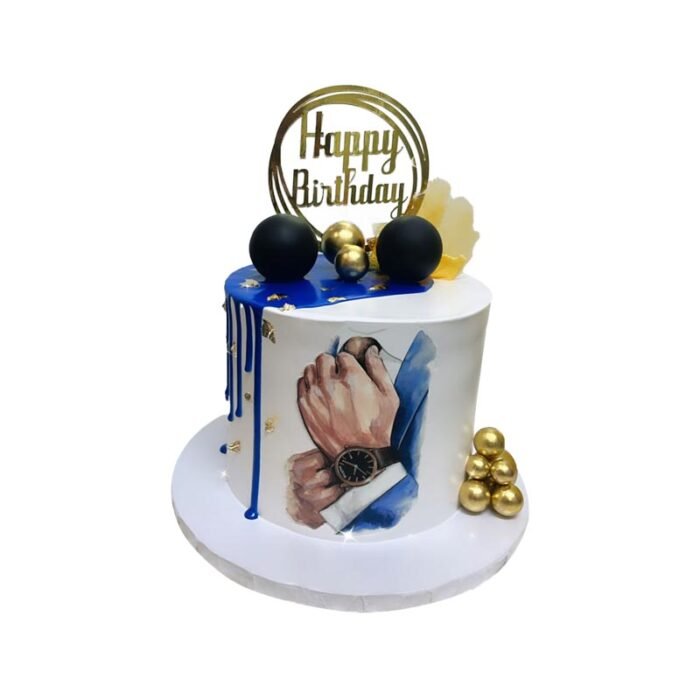Blue White Gold Cake