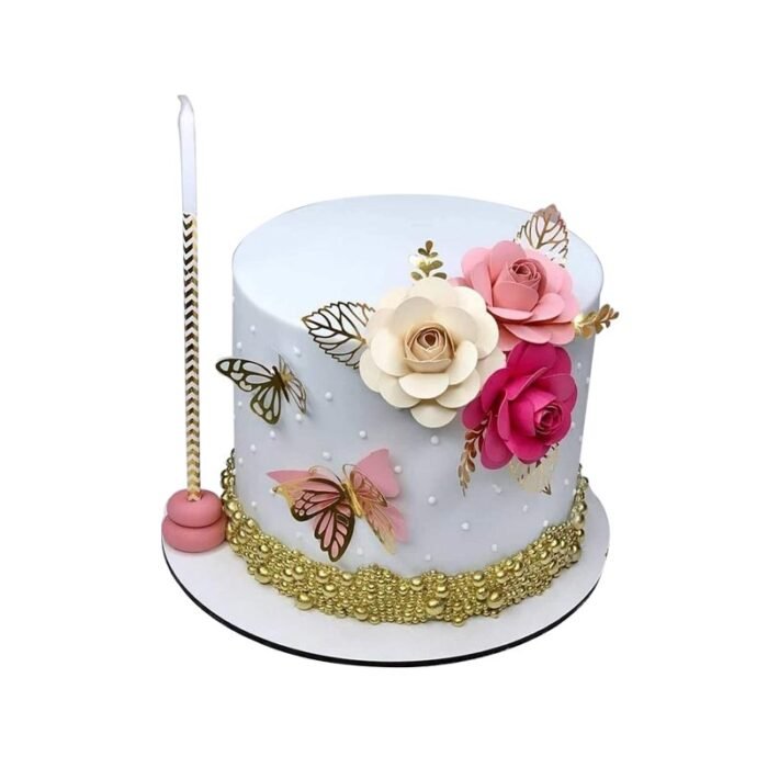 Flower and Butterfly With Gold Pearl