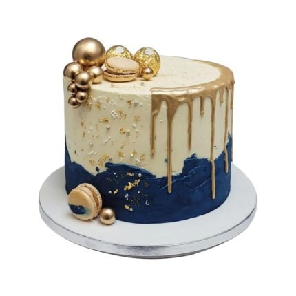 White Gold And Blue Cake