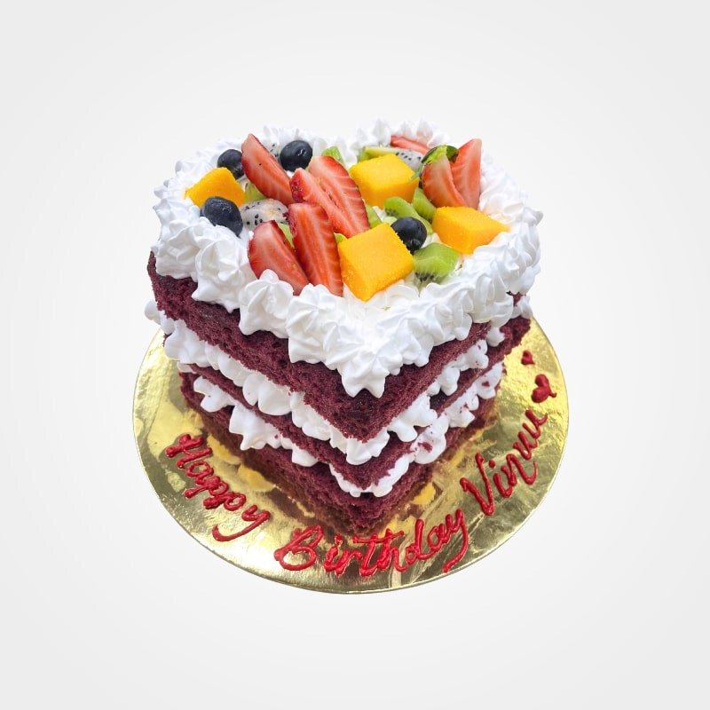Red Velvet Fruit Heart Cake Red Velvet Fruit Heart Cake